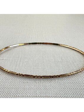 Vintage Gold Tone Diamond Cut Slim Bangle Bracelet Stacking Size 8